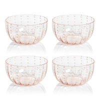Preston Pink & White Dot Glass Bowls, Set of 4 - Bowl Top View | Bone & Brass