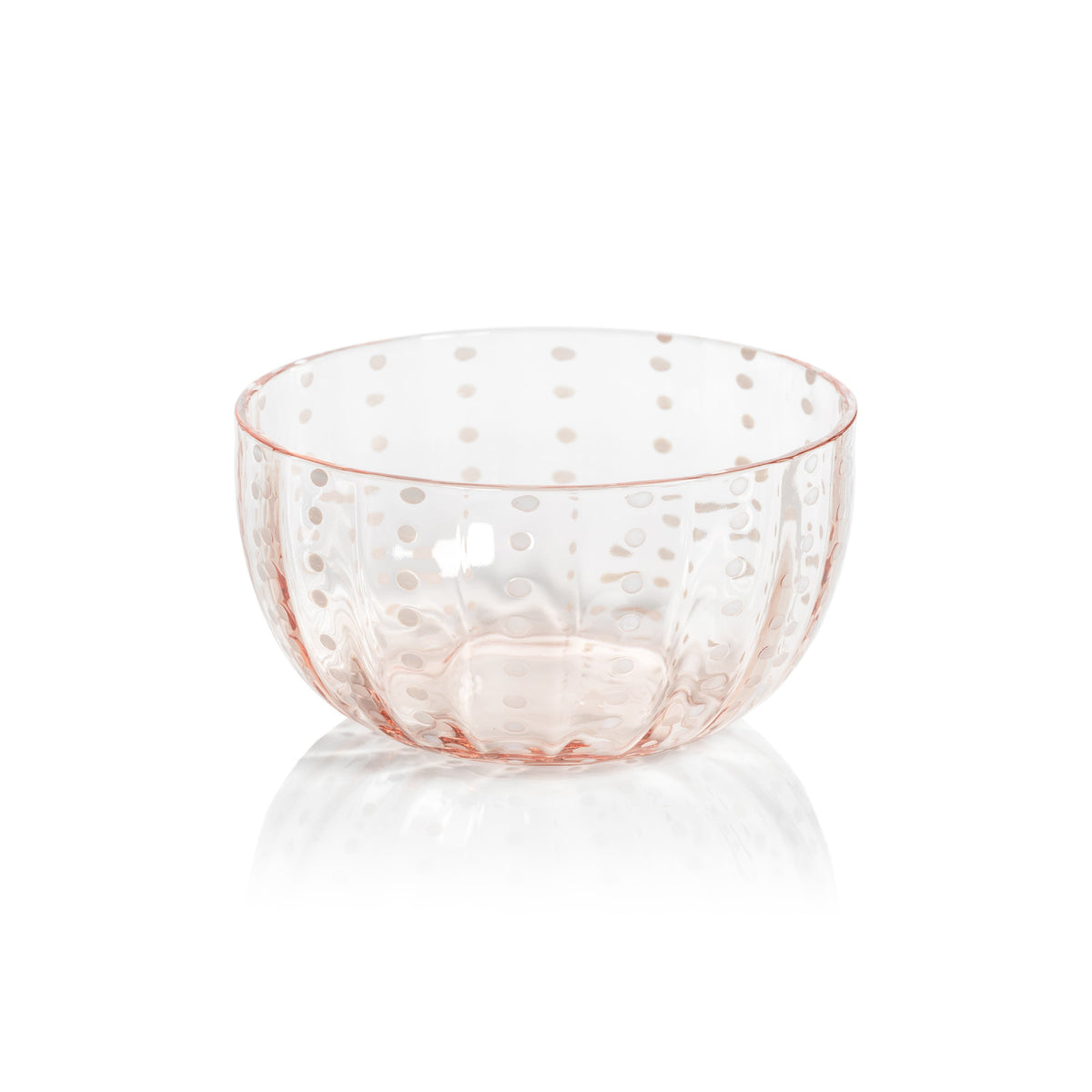 Preston Pink & White Dot Glass Bowls, Set of 4 | Bone & Brass
