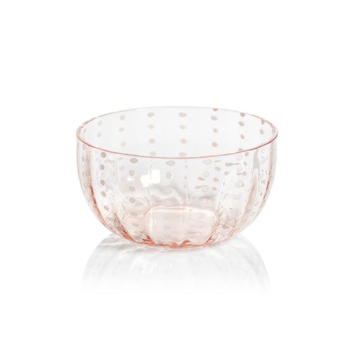 Preston Pink & White Dot Glass Bowls, Set of 4 | Bone & Brass