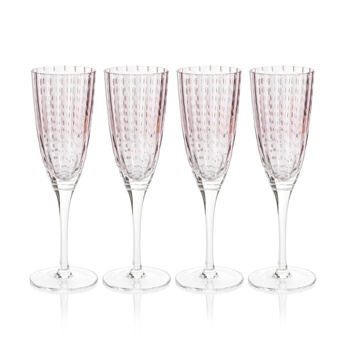 Preston Purple Glass Champagne Flutes, Set 4 - Glass Stem Detail | Bone & Brass