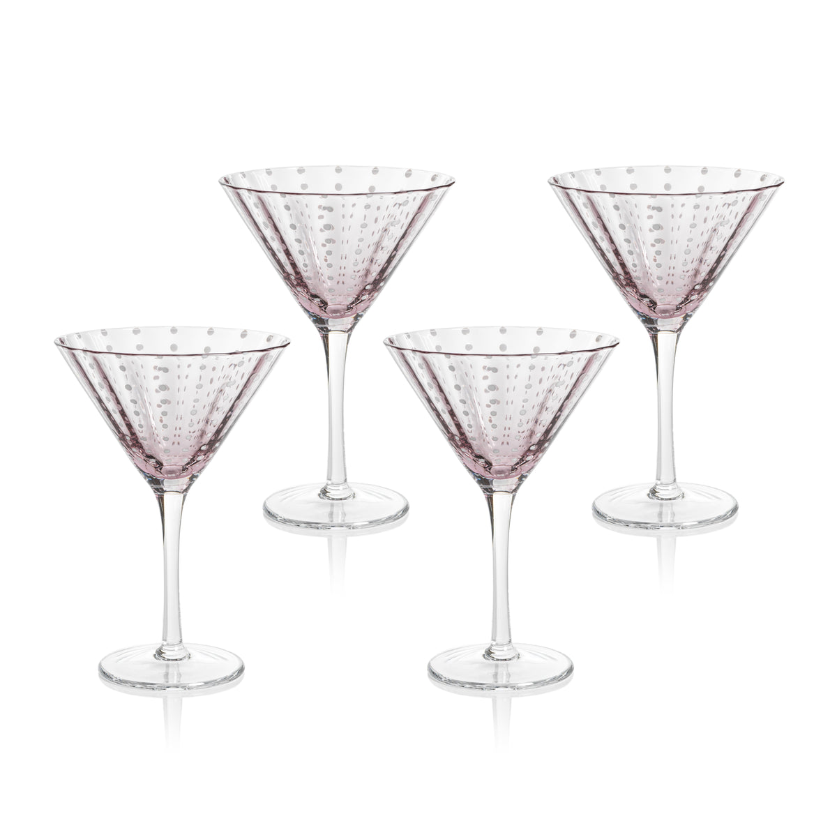 Preston Purple Glass Martini Glasses, Set 4 - Glass Stem Detail | Bone & Brass
