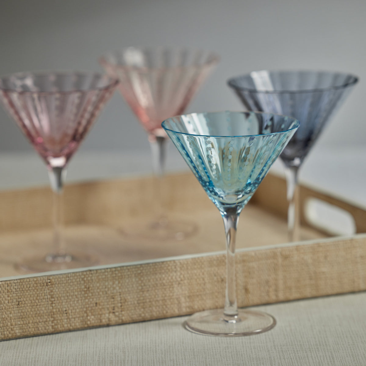 Preston Purple Glass Martini Glasses, Set 4 - Glass Close Up | Bone & Brass