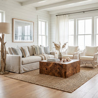 Square Teak Slice Coffee Table - Table Side View | Bone & Brass