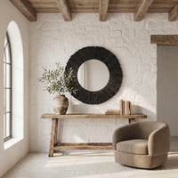 Slate Black Round Mirror - Mirror Detail | Bone & Brass