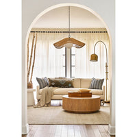 Large Provence Cafe Pendant with a twisted rope shade, wavy braided edge, and white glass globe.