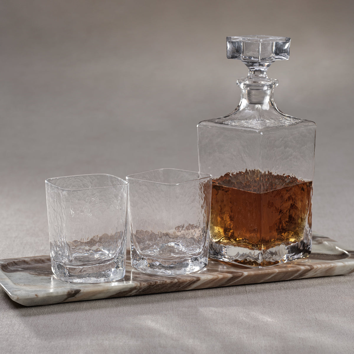 Punta Mita Hammered Glass Decanter - Decanter Stopper Detail | Bone & Brass