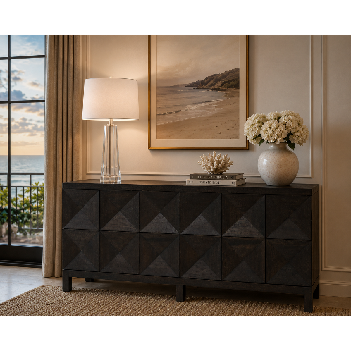 Quadrant 3 Door Sideboard Ebony Walnut