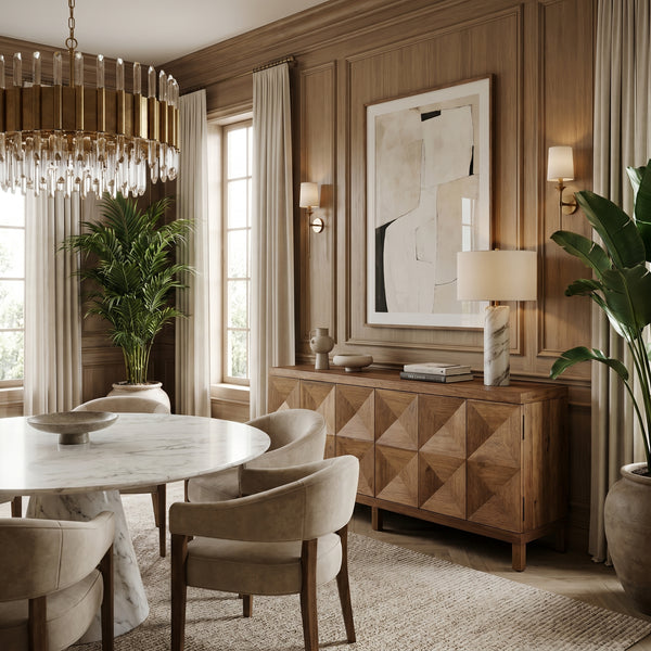 Quadrant 3 Door Sideboard Dark Walnut - Sideboard Side View | Bone & Brass