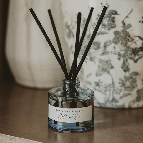 Salt Sea Blue Tinted Glass Jar Reed Diffuser