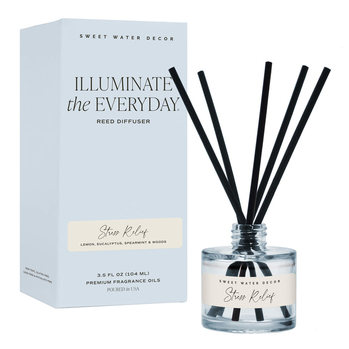 Stress Relief Blue Tinted Glass Jar Reed Diffuser