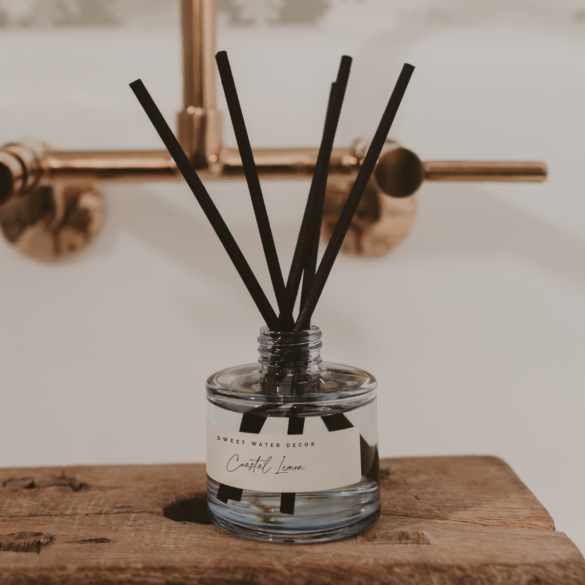 Coastal Lemon Blue Tinted Glass Jar Reed Diffuser