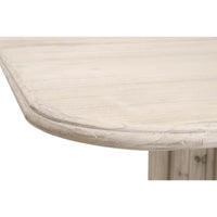 Randall Pine White Wash Dining Table, reclaimed pine with rounded corners and distressed finish.