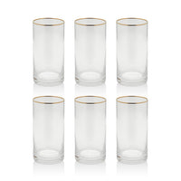 Radiant Highball Glasses Gold Rim, Set 6 - Glass Side View | Bone & Brass