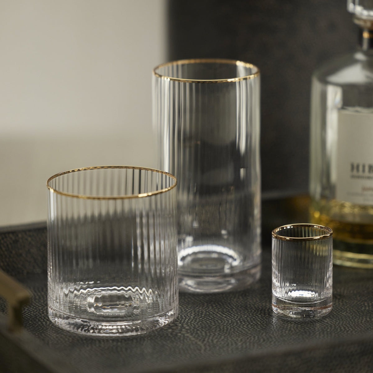 Radiant Highball Glasses Gold Rim, Set 6 - Glass Close Up | Bone & Brass