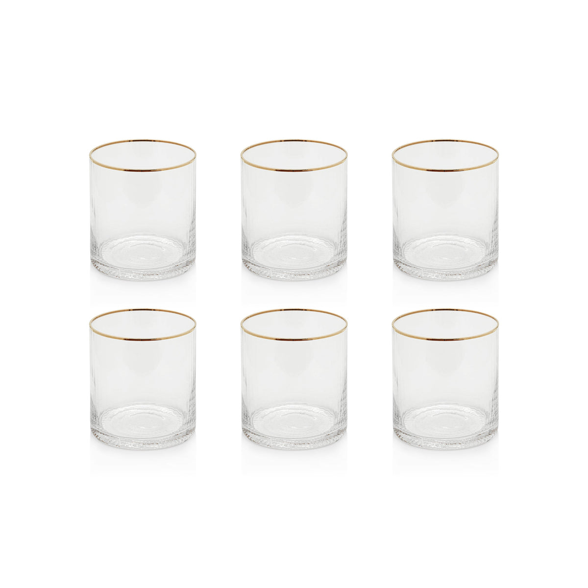 Radiant Rocks Glass Gold Rim, Set 6 - Glass Side View | Bone & Brass