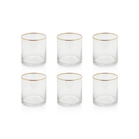 Radiant Rocks Glass Gold Rim, Set 6 - Glass Side View | Bone & Brass