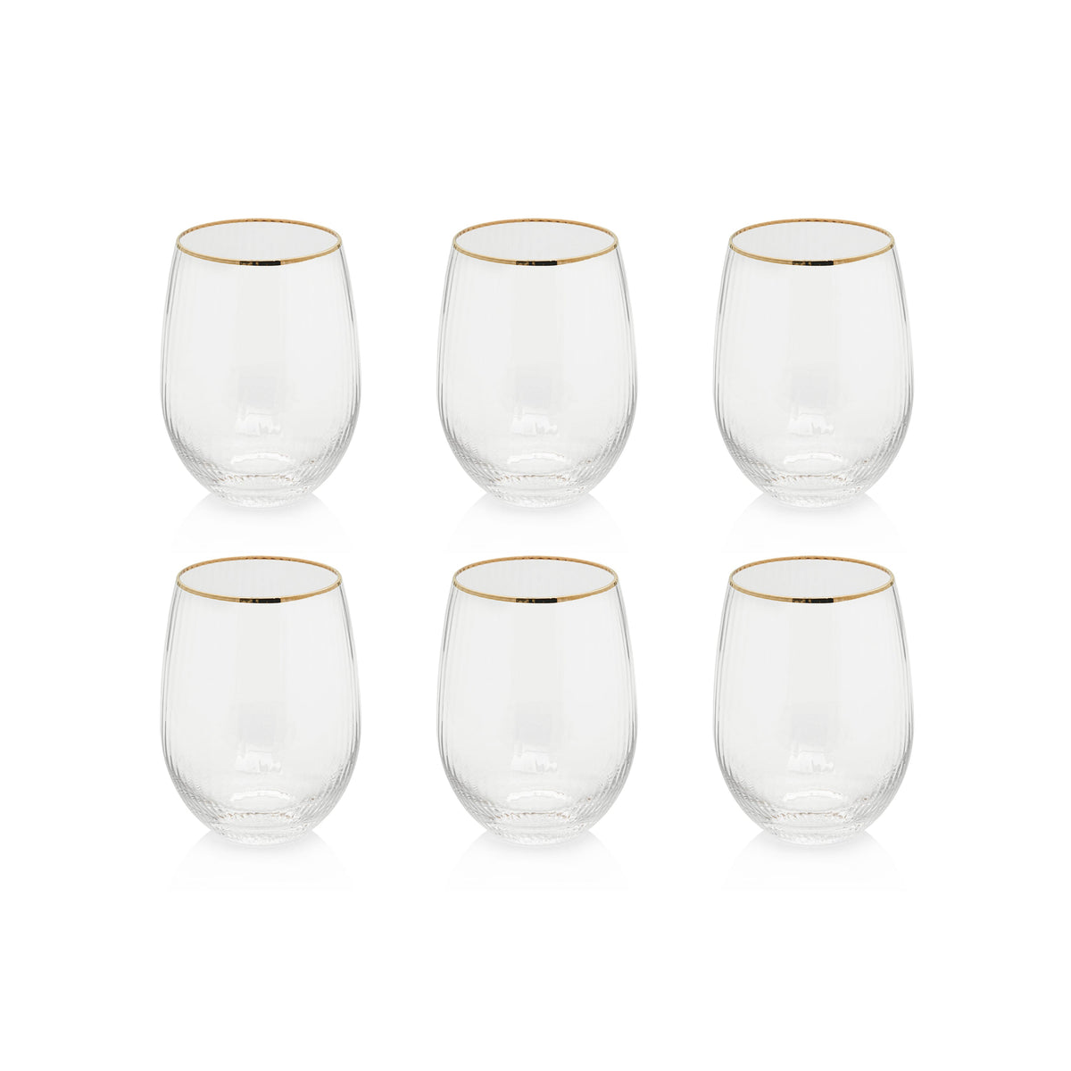 Radiant Stemless All Purpose Glasses, Set 6 - Glass Side View | Bone & Brass