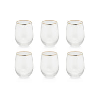 Radiant Stemless All Purpose Glasses, Set 6 - Glass Side View | Bone & Brass