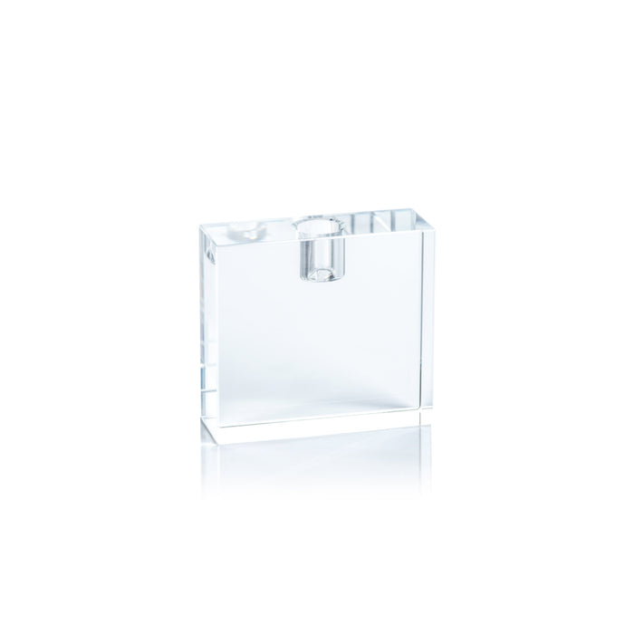 Raina Rectangle Crystal Glass Candle Holder | Bone & Brass