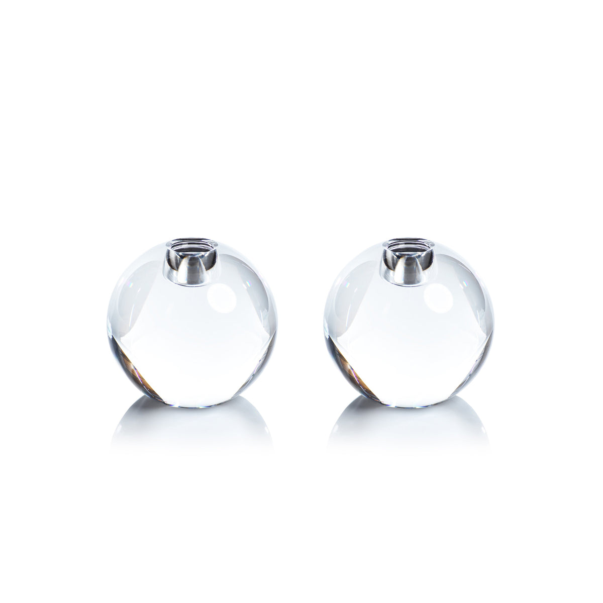 Raina Round Crystal Glass Candle Holder - Candlestick Detail | Bone & Brass