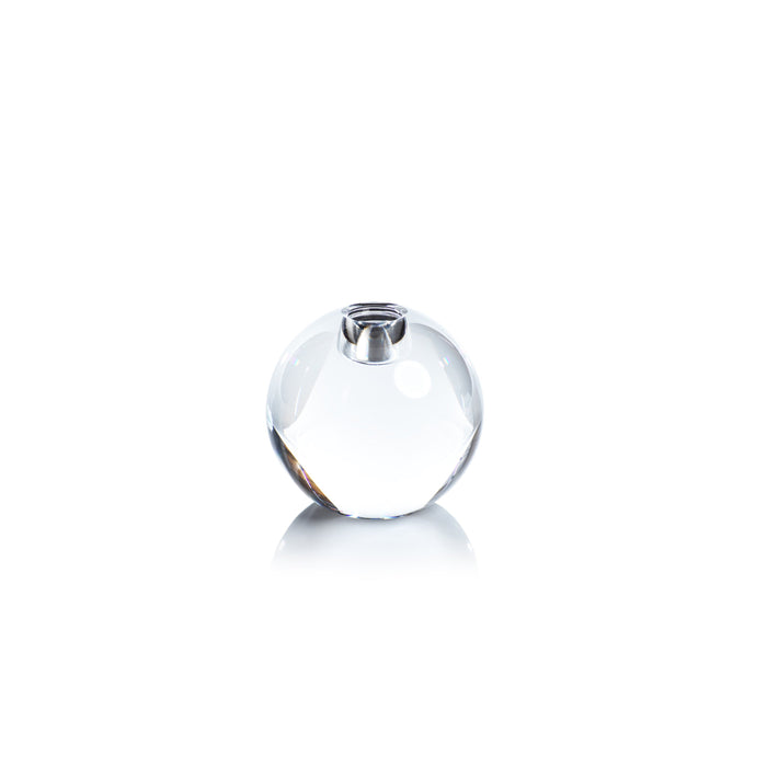 Raina Round Crystal Glass Candle Holder | Bone & Brass