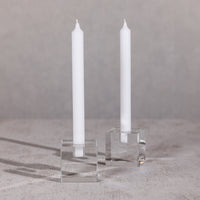 Raina Square Crystal Glass Candle Holder - Candlestick Detail | Bone & Brass