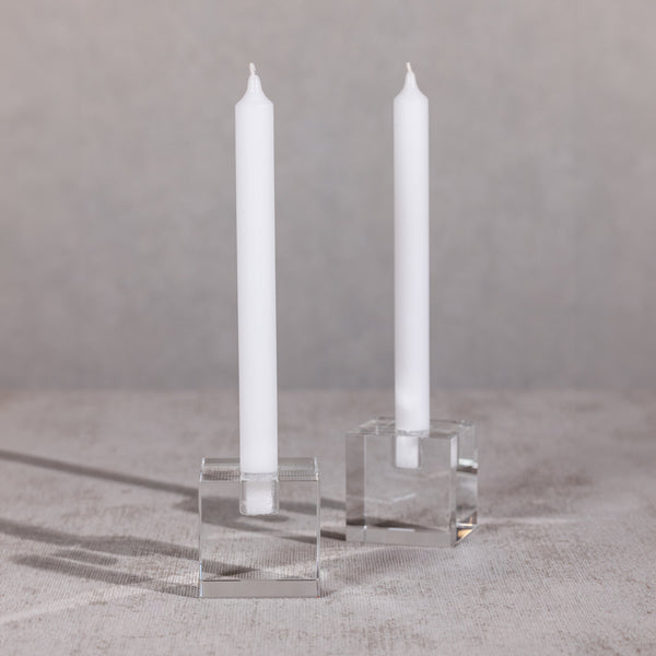 Raina Square Crystal Glass Candle Holder - Candlestick Detail | Bone & Brass