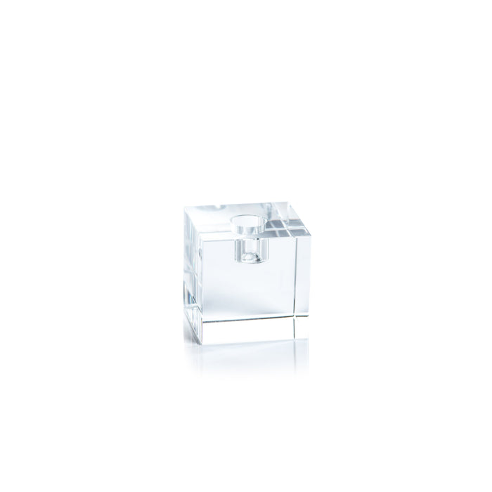 Raina Square Crystal Glass Candle Holder | Bone & Brass