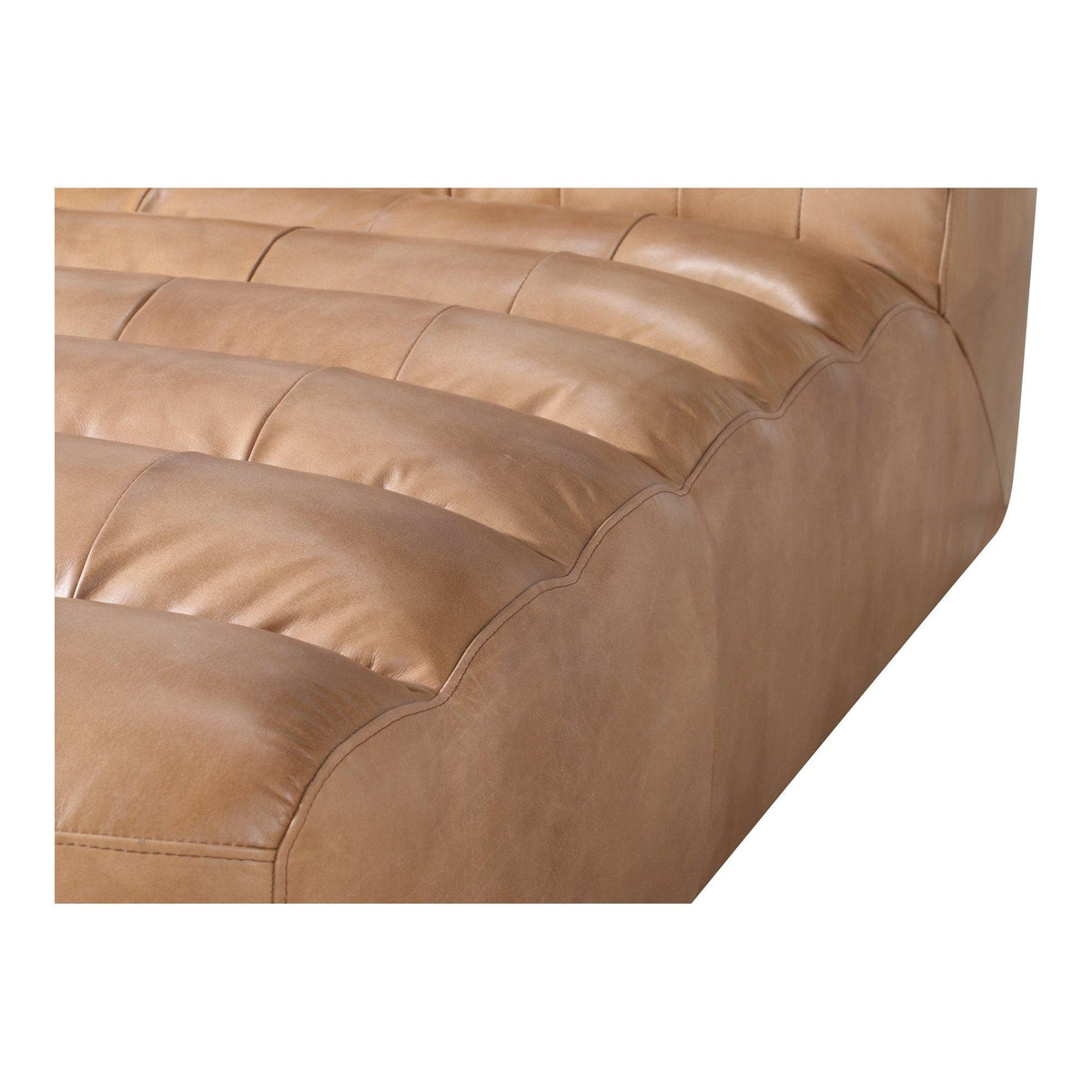 Ramsay Tan Leather Chaise - Chaise Side View | Bone & Brass