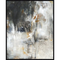 Abstract giclee painting with dark, white, and gold tones, hand-embellished on gallery-wrapped canvas.