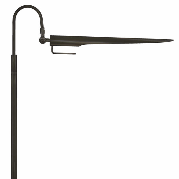 Raven Floor Lamp in oil rubbed bronze with an adjustable, bird-like shade and sleek, modern design.