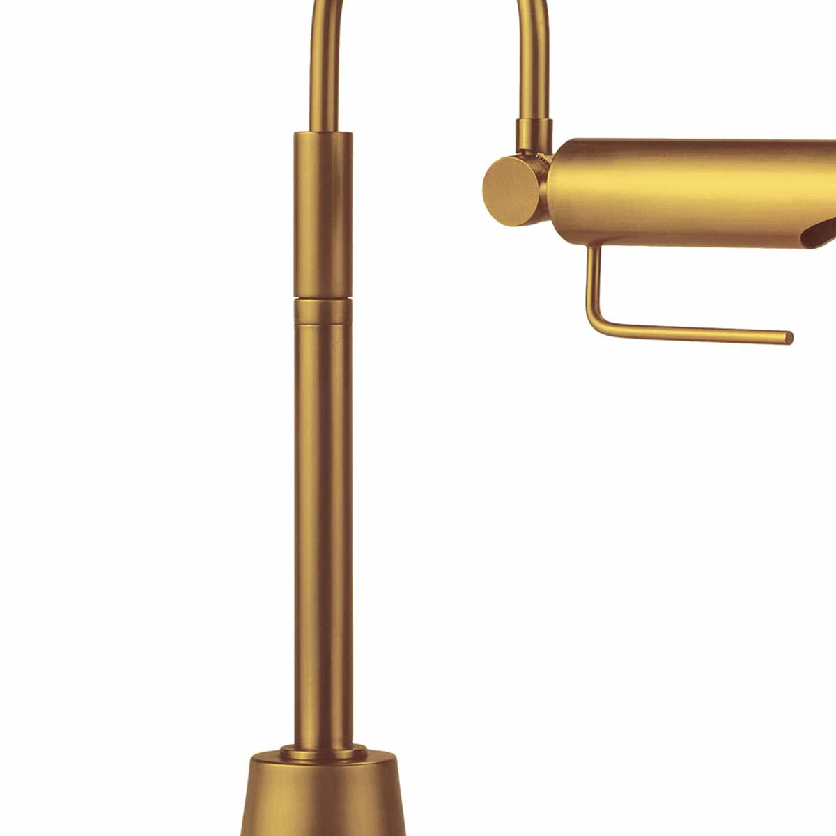 Raven Task Lamp in natural brass, featuring an adjustable shade and bird-like silhouette.
