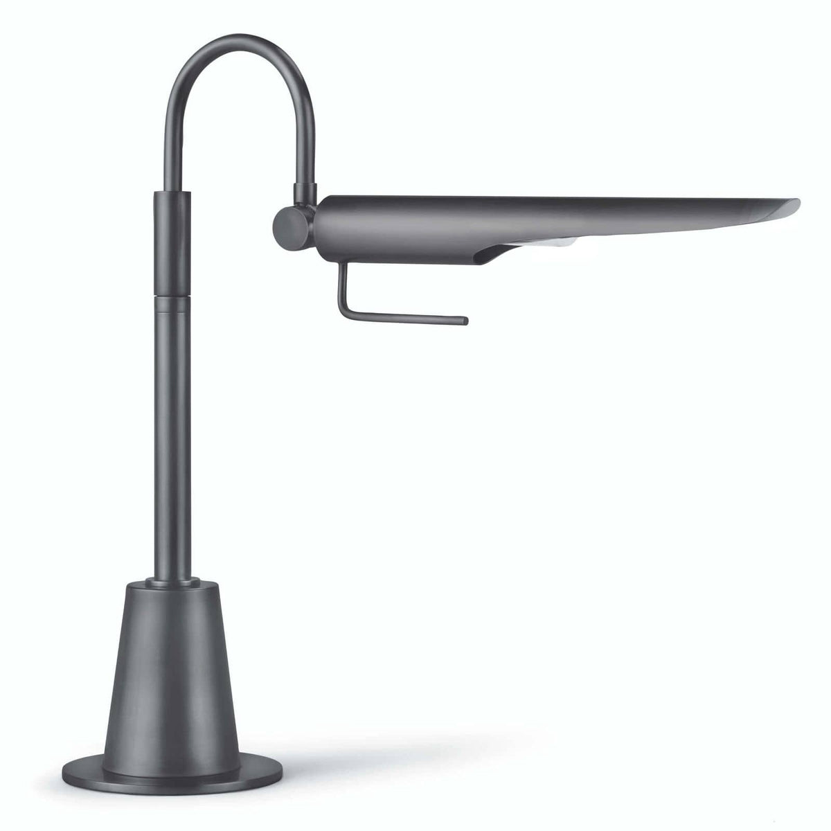 Raven Task Lamp in oil rubbed bronze, featuring an aerodynamic, bird-like design with an adjustable shade.