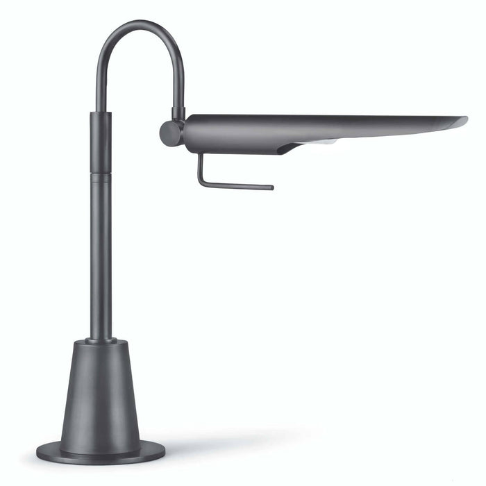 Raven Task Lamp in oil rubbed bronze, featuring an aerodynamic, bird-like design with an adjustable shade.