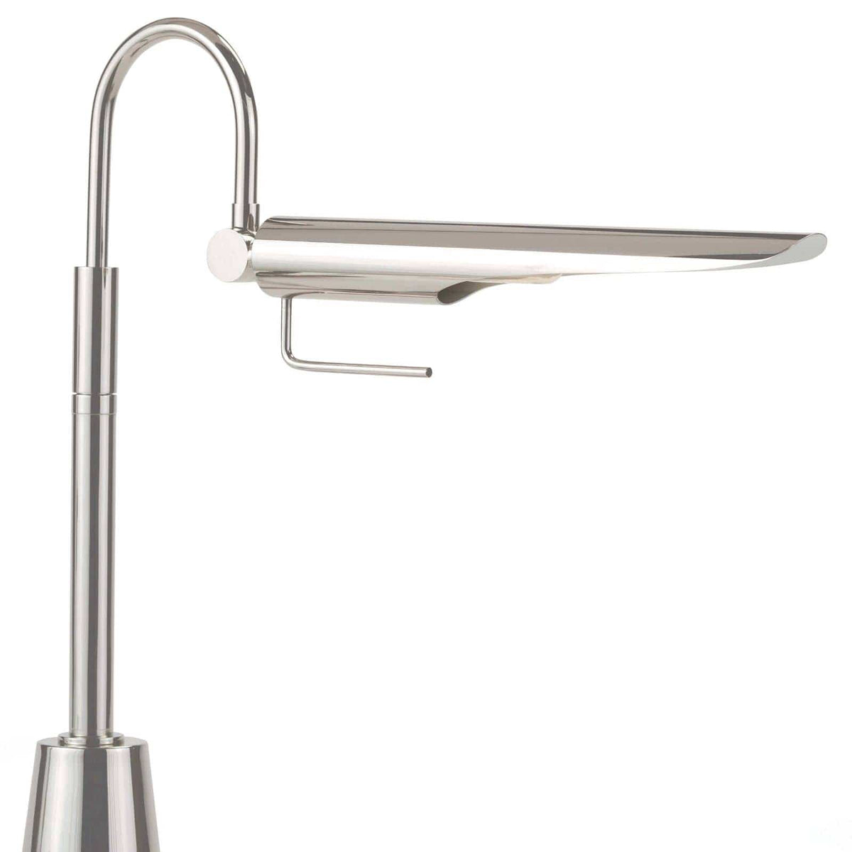 Raven Task Lamp in polished nickel with an adjustable, aerodynamic, bird-like shade.