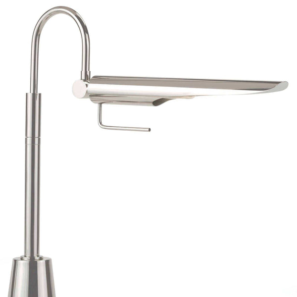 Raven Task Lamp in polished nickel with an adjustable, aerodynamic, bird-like shade.