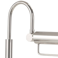 Close-up of a Raven Task Lamp in polished nickel with an adjustable, curved arm and cylindrical shade.