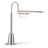 Raven Task Lamp in polished nickel with an adjustable, aerodynamic, bird-like shade and a sleek, modern design.