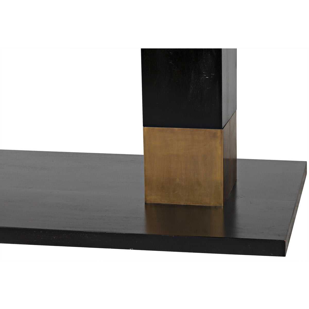 Ravenko black mahogany dining table leg with a brass band detail.