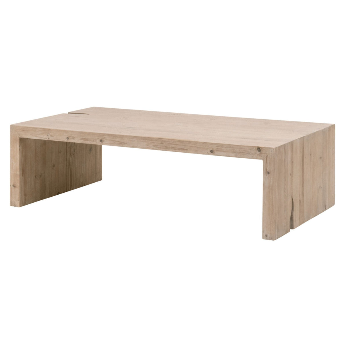 Rustic Raymond Gray Pine Coffee Table with faux split holes.