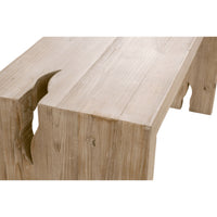 Raymond Gray Pine Console Table, rustic reclaimed wood, rectangular, with natural cutouts.