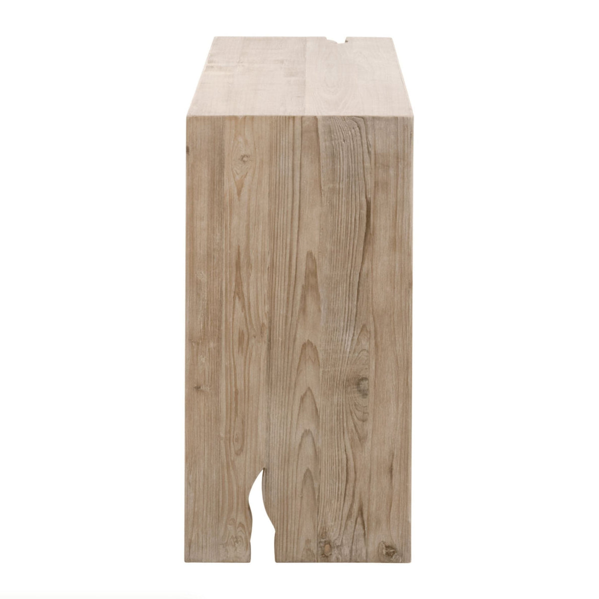 Raymond Gray Pine Console Table, a rectangular reclaimed wood console with rustic texture.