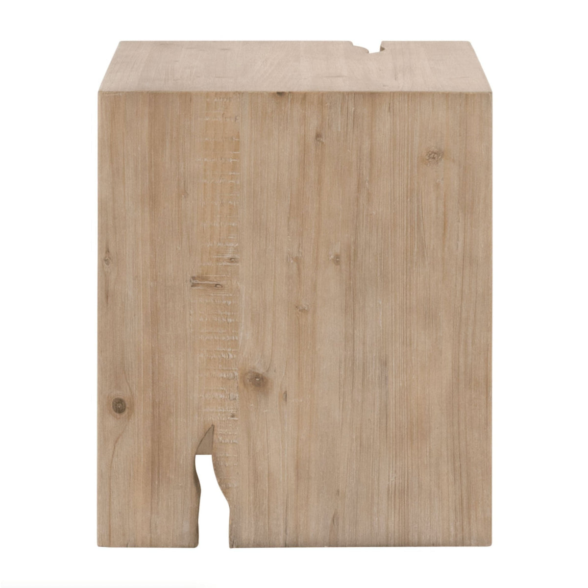 Raymond Gray Pine End Table, a rustic rectangular side table made from reclaimed pine wood.