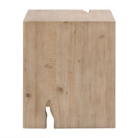 Raymond Gray Pine End Table, a rustic rectangular side table made from reclaimed pine wood.