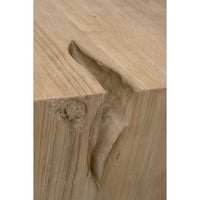Raymond Gray Pine End Table, a rustic rectangular side table made from reclaimed pine wood with a natural split detail.