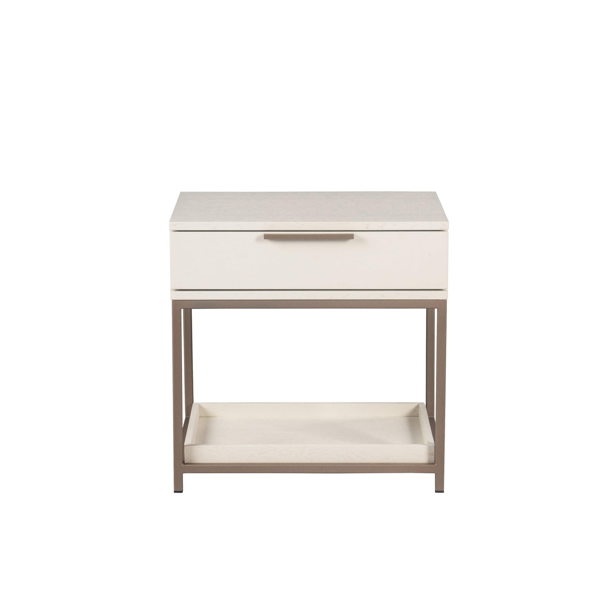 Rebel Nightstand - Small - Champagne Gold - Cream - Nightstand Side View | Bone & Brass