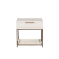 Rebel Nightstand - Small - Champagne Gold - Cream - Nightstand Side View | Bone & Brass