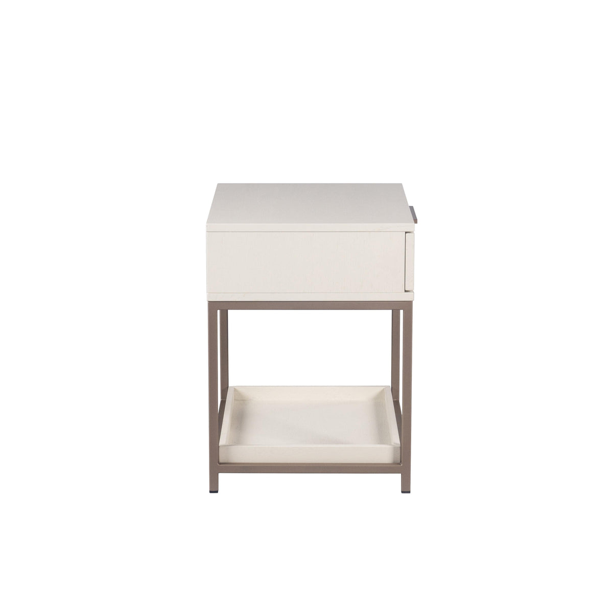 Rebel Nightstand - Small - Champagne Gold - Cream - Nightstand Drawer Detail | Bone & Brass