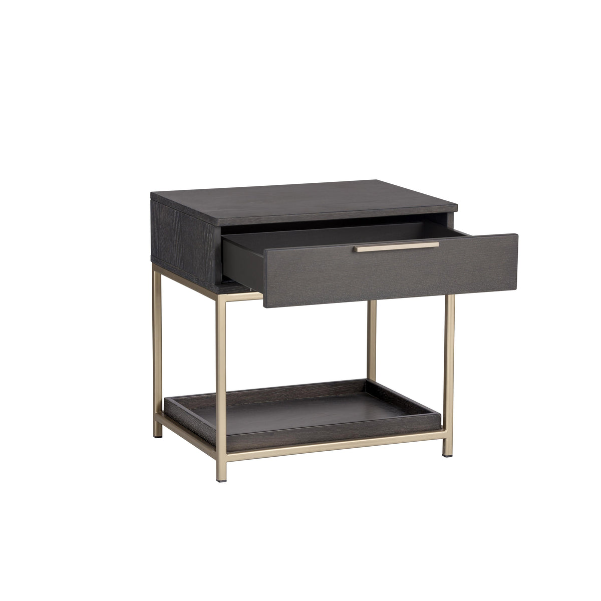 Rebel Nightstand - Charcoal Grey & Gold - Nightstand Drawer Detail | Bone & Brass