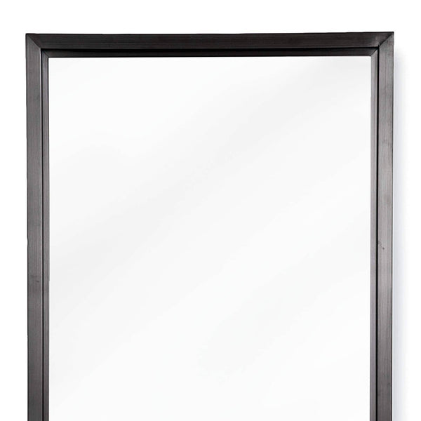 Minimalist rectangle mirror with a subtle blackened steel frame.